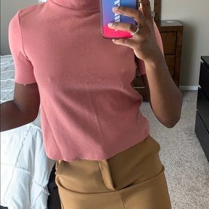 Zara mock neck short sleeve sweater